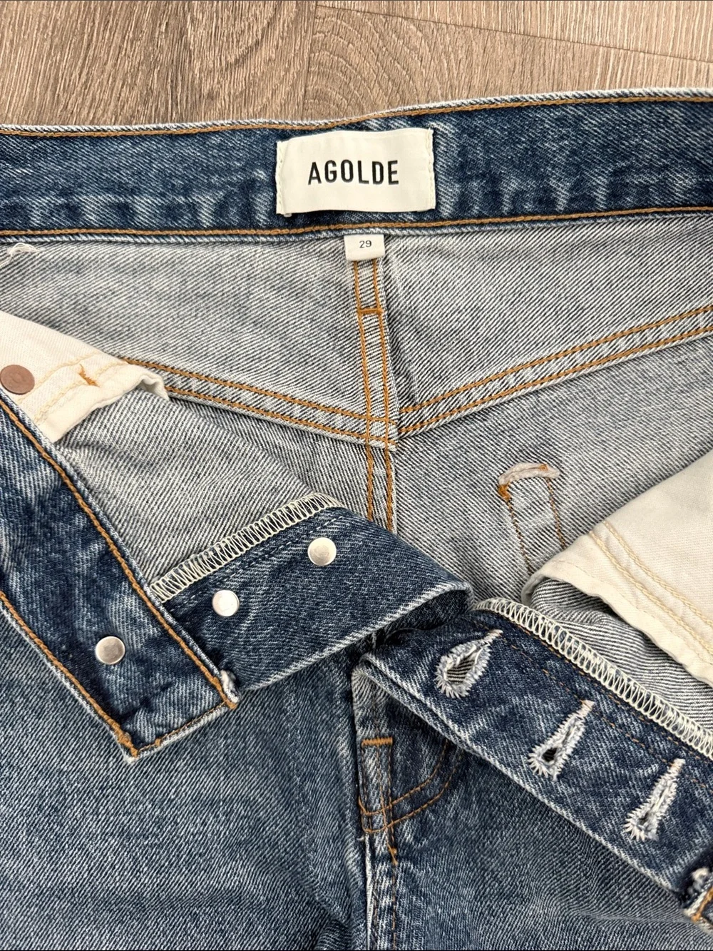 Agolde Vintage Parker Long Frayed Hem Denim Shorts